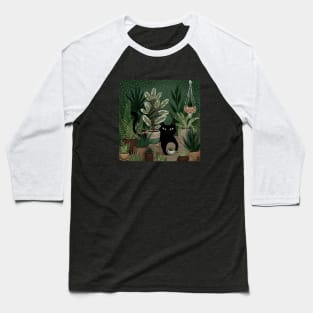 Cat and Plants Baseball T-Shirt